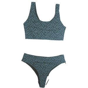 Fendi X Skims Green Logo Summer Swim Bikini Women's XL NWT